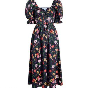 NWT - Hill House Home - Ophelia Dress - Navy Peony Bouquet Sateen - Size L